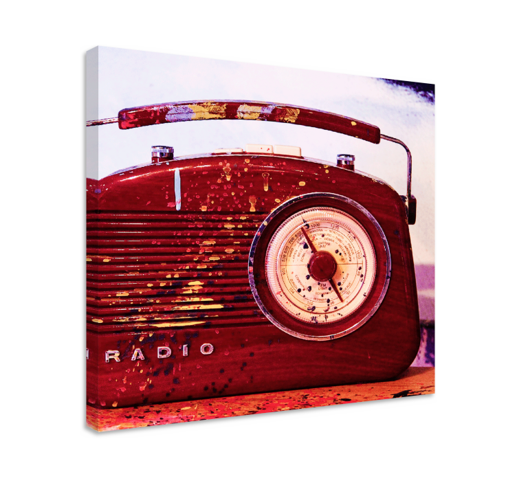 Rdeča vintage radio retro platna - TenStickers