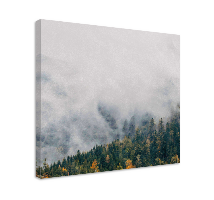 Misty forest landscape platna z enojnim drevesom - TenStickers