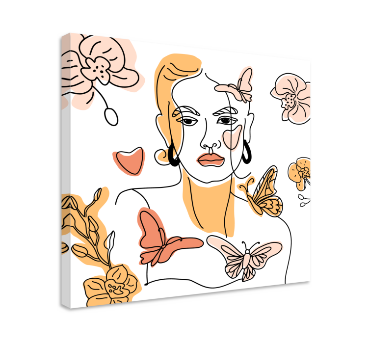 Stylized floral portrait slikarsko platno z rožami - TenStickers