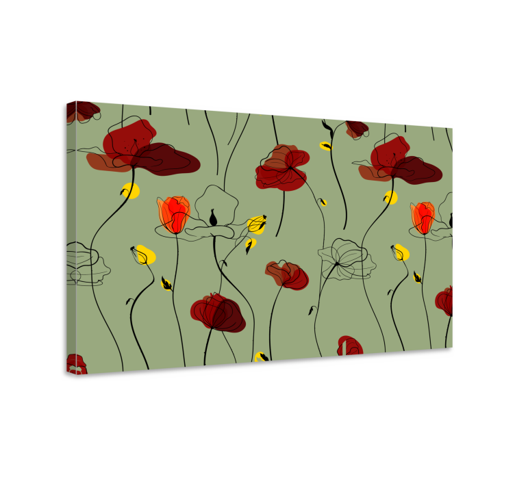 Poppy floral motif slikarsko platno z rožami - TenStickers