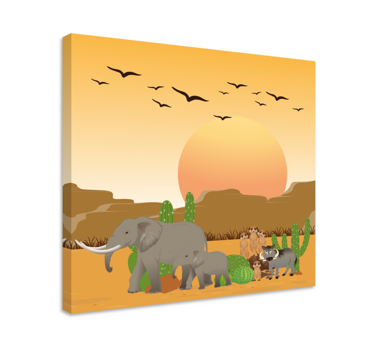 Desert safari scene olifant slika na platnu - TenStickers