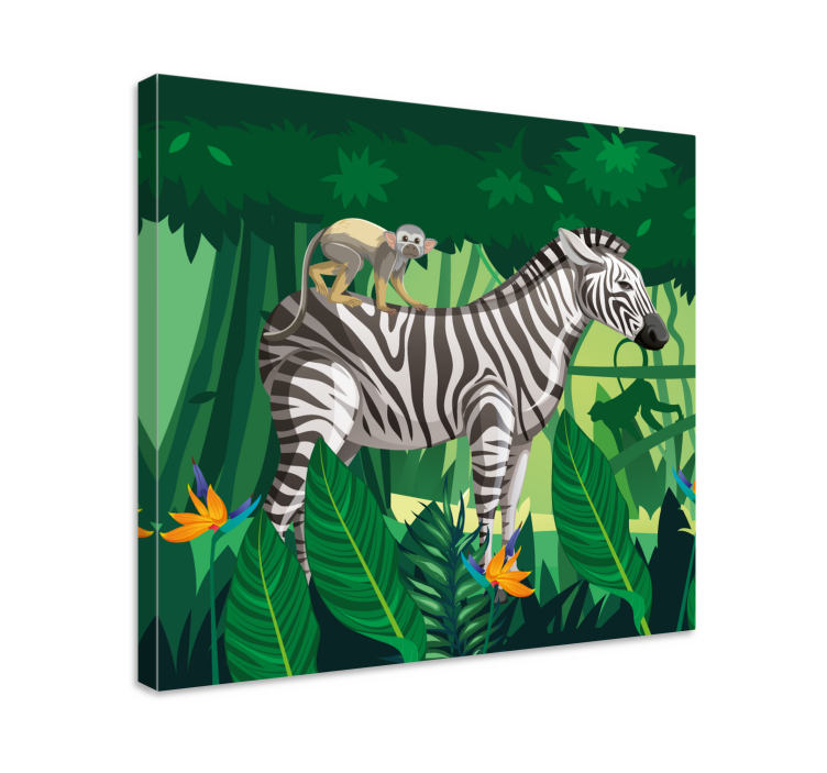 Zebra with monkey platna slike z motivi živali - TenStickers