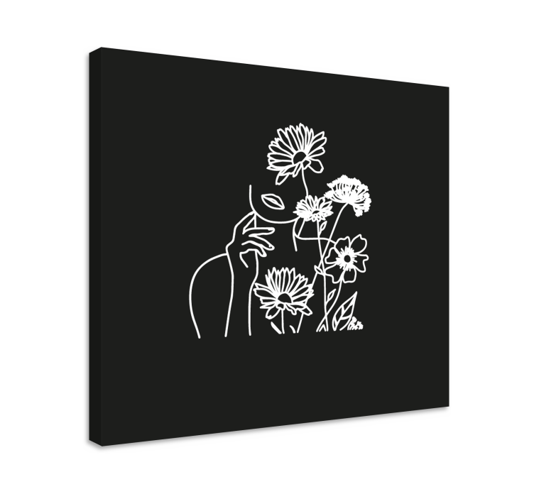 Minimalist floral lineart slikarsko platno z rastlinami - TenStickers