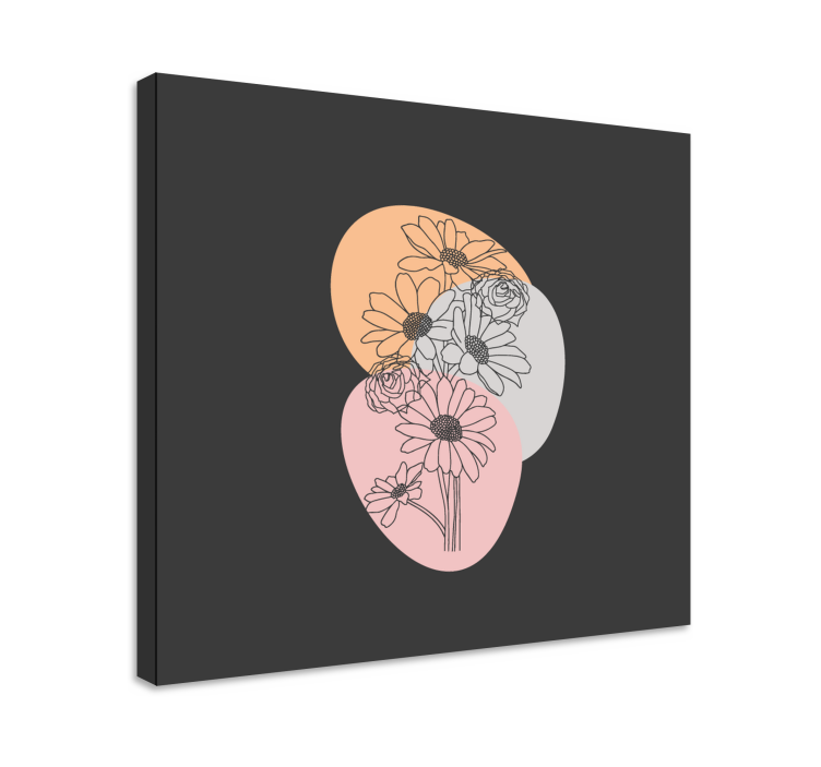 Floral abstract shapes slikarsko platno z rožami - TenStickers