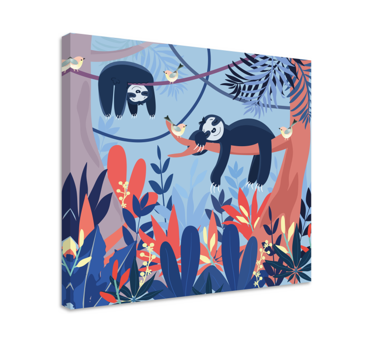 Sloths on branch platna slike z motivi živali - TenStickers