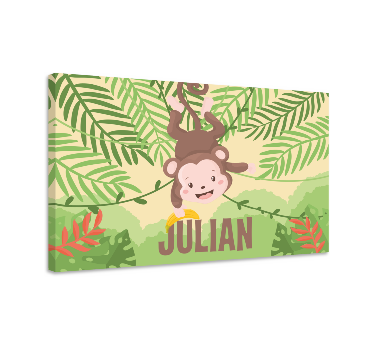 Monkey hanging fun platno z dinozavrom - TenStickers