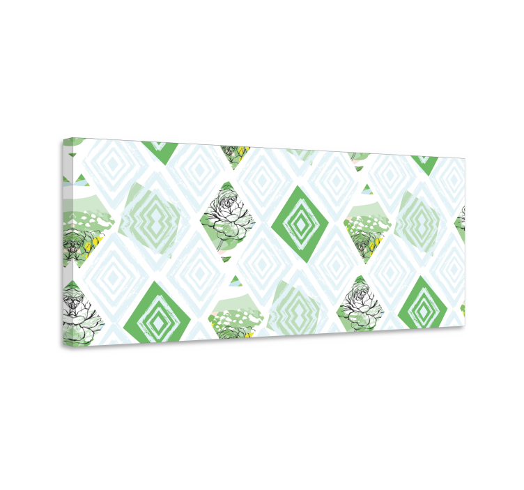 Geometric succulent pattern slikarsko platno z rastlinami - TenStickers