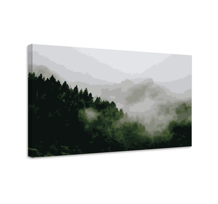 Misty mountain forest platno slika zemljevidov - TenStickers