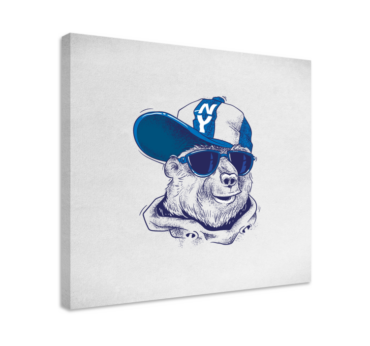 Modri medved risanka grafiti sodobno platno - TenStickers