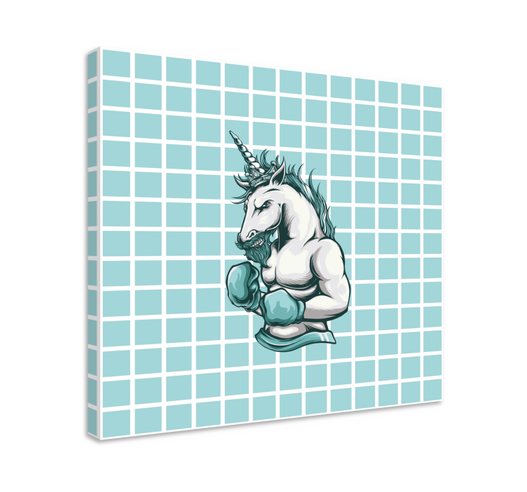 Muscular unicorn champion na platnu s superjunaki - TenStickers