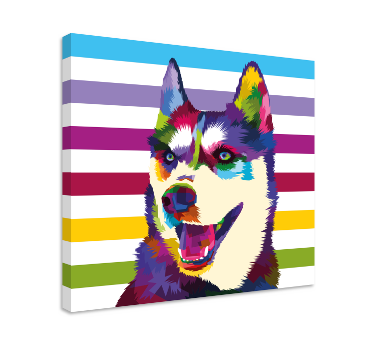 Colorful husky portrait platno slikarstvo pes - TenStickers