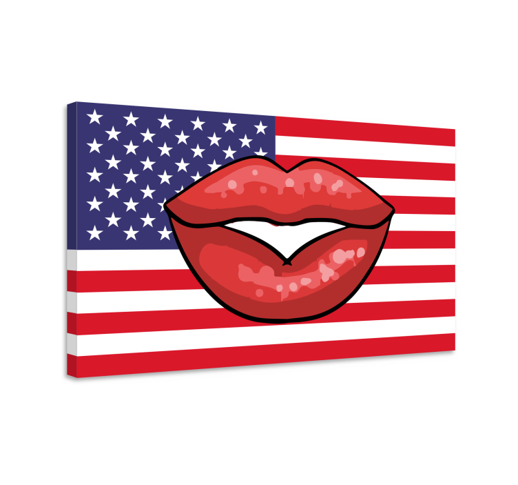 Lips on flag krogovna slika na platnu - TenStickers