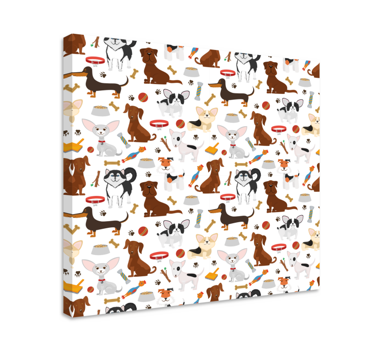 Playful puppy pairing in platno slikarstvo pes - TenStickers