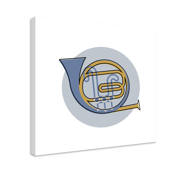 French horn outline platno slikanje glasbe - TenStickers