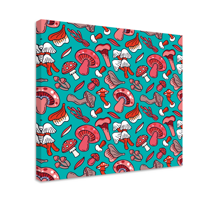 Colorful mushroom pattern slikarsko platno z rastlinami - TenStickers
