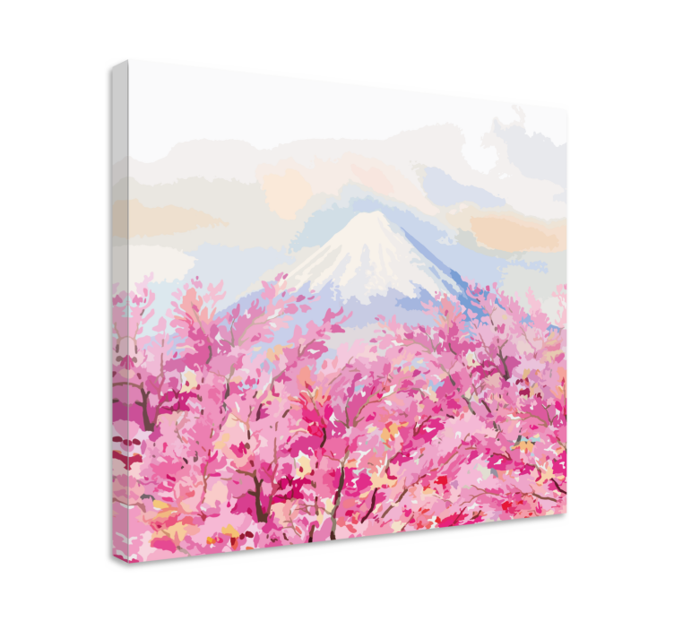 Mount fuji blossom slikarsko platno z rožami - TenStickers