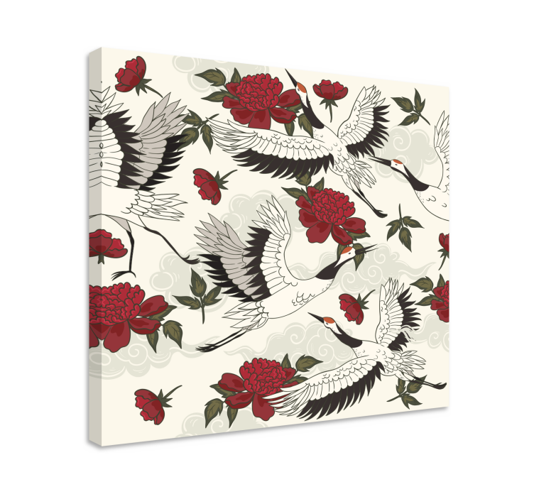 Pomirjujoči zemeljski toni ptičji vzorec cvetlično platno - TenStickers