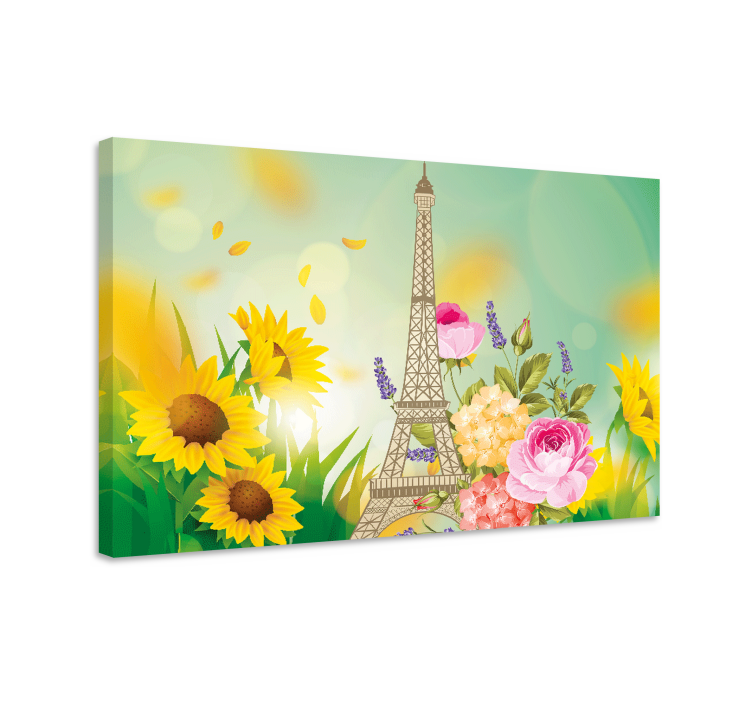 Eiffel tower floral slikarsko platno z rožami - TenStickers