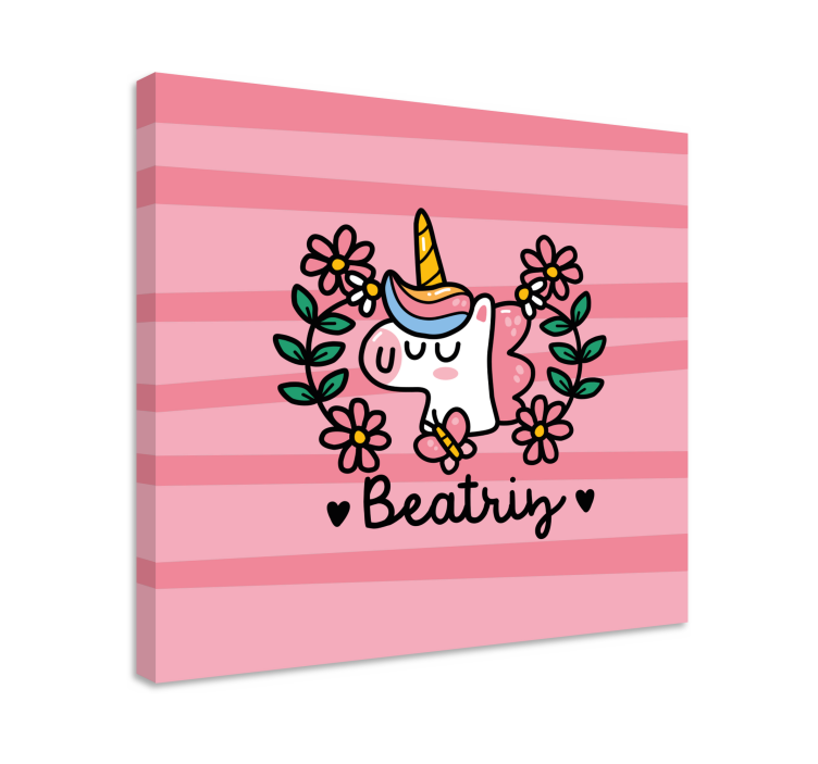 Cute unicorn floral platno s sliko samoroga - TenStickers