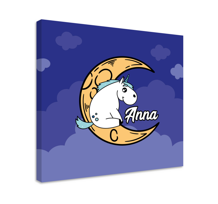 Unicorn moon scene platno s sliko samoroga - TenStickers