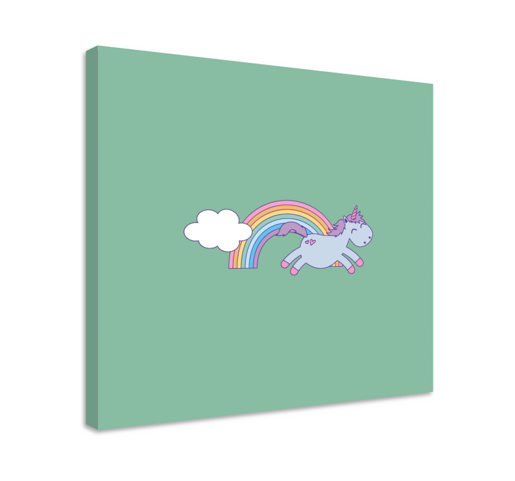 Happy unicorn jumping platno s sliko samoroga - TenStickers