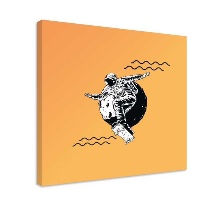 Cosmonaut skateboarding tisk na platnu - TenStickers