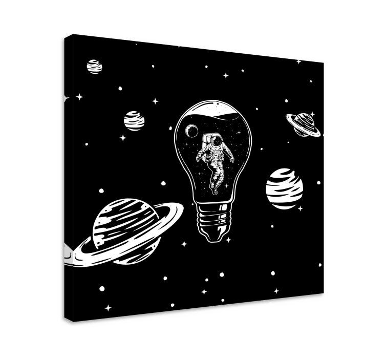 Astronaut in lightbulb sadna slikarska platna - TenStickers