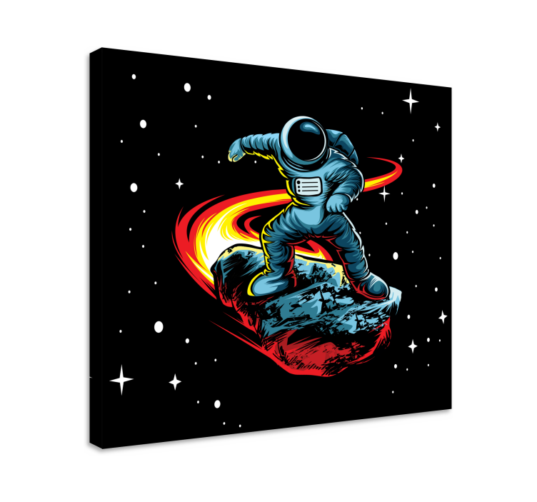 Astronaut surfing asteroid na platnu - TenStickers