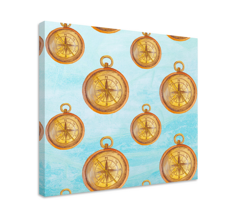 Rumeni vintage kompas na platnu - TenStickers