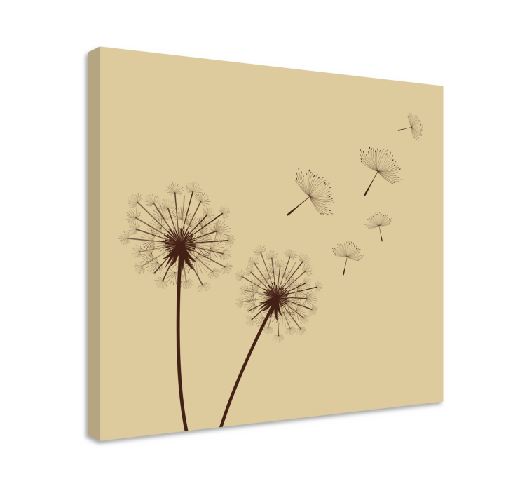 Floating dandelion seeds slikarsko platno z rastlinami - TenStickers