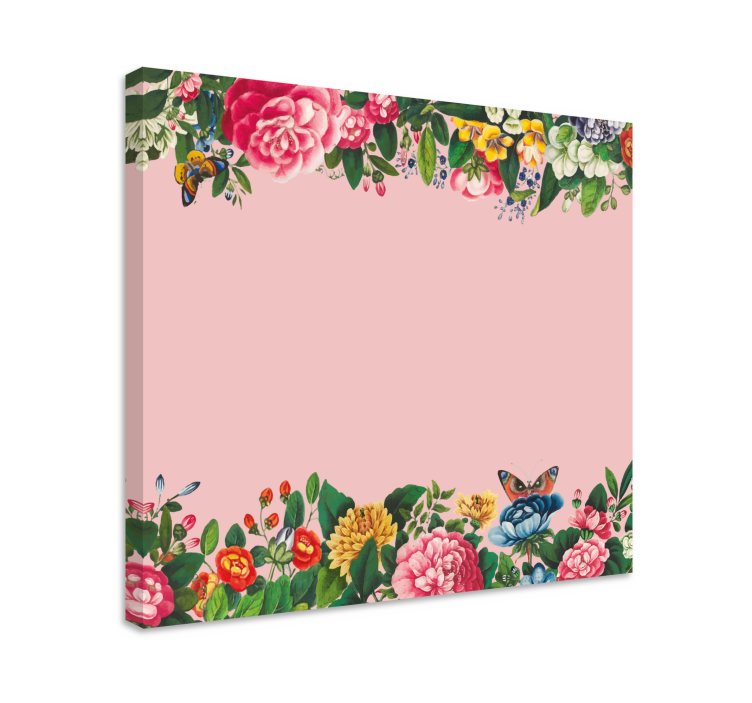 Vibrant floral border slikarsko platno z rožami - TenStickers