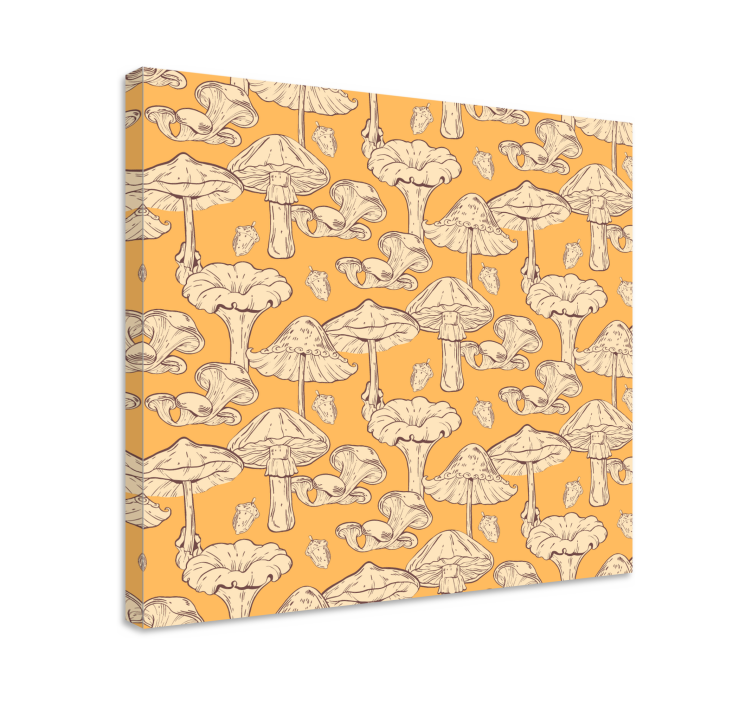 Mushroom motif creation slikarsko platno z rastlinami - TenStickers