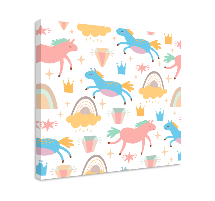 Colorful unicorns galloping platno slika konj - TenStickers