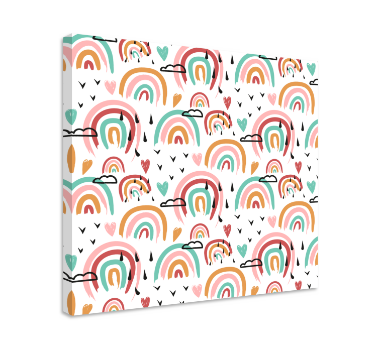 Playful rainbows pattern otroško platno z motivom - TenStickers