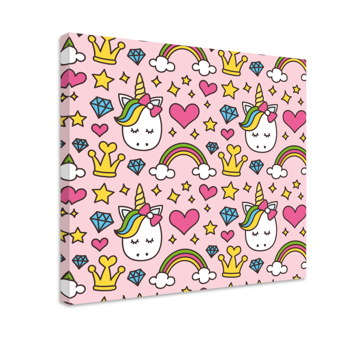 Cute unicorn pattern platno s sliko samoroga - TenStickers