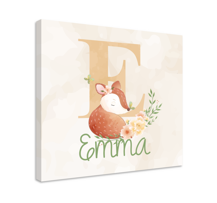 Baby fox with initial and name platno za dojenčke - TenStickers