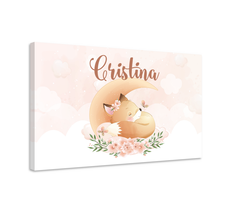 Luštna lisica za dekle z imenom prilagojeno platno - TenStickers