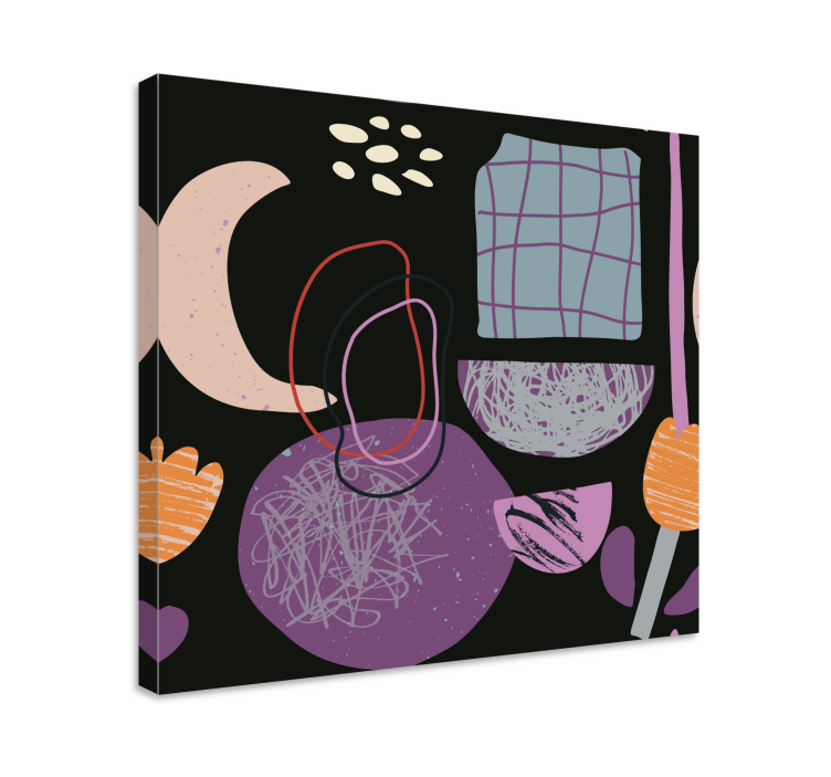 Vijolični kolaž abstrakcija na platnu umetniški odtisi - TenStickers