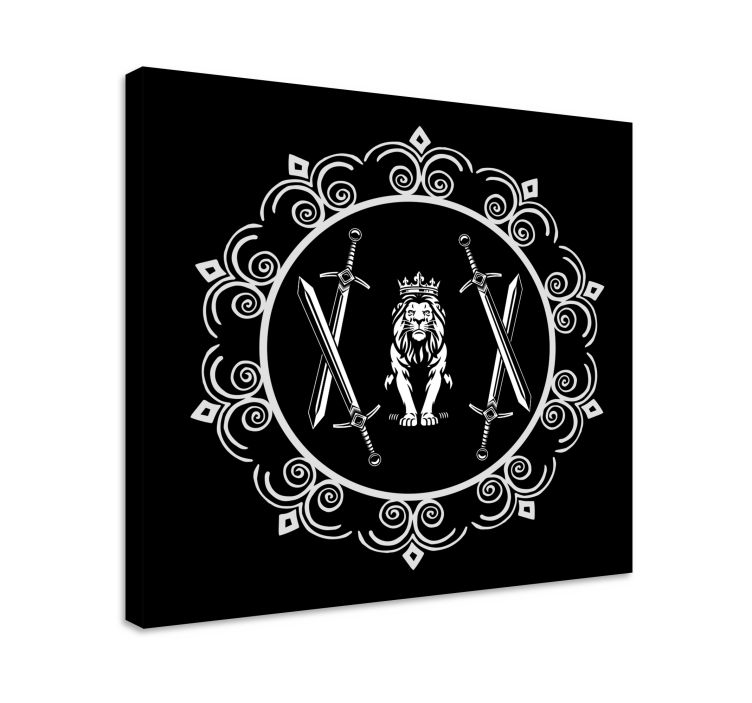 Lev s meči in platna z enojnim drevesnim motivom - TenStickers