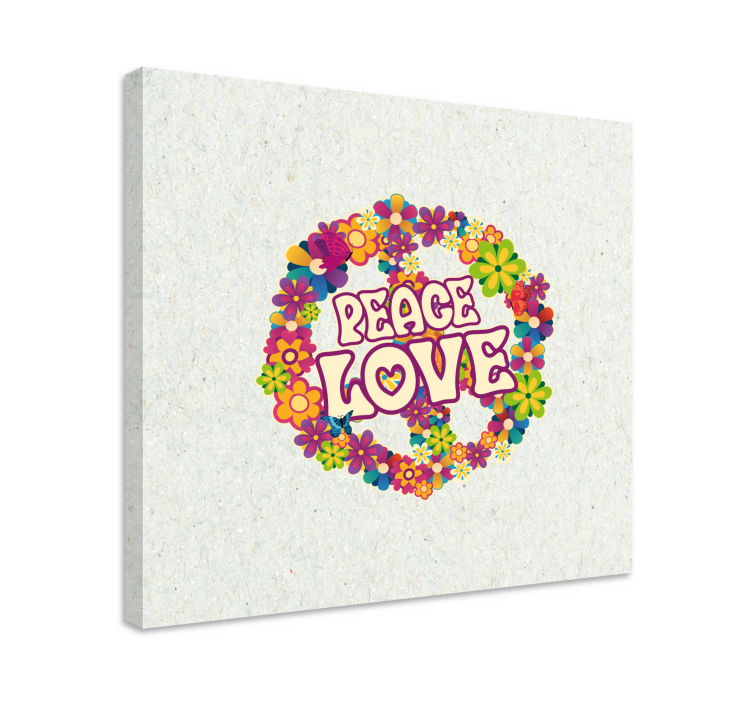 Peace love floral crown platno z motivom za dom - TenStickers