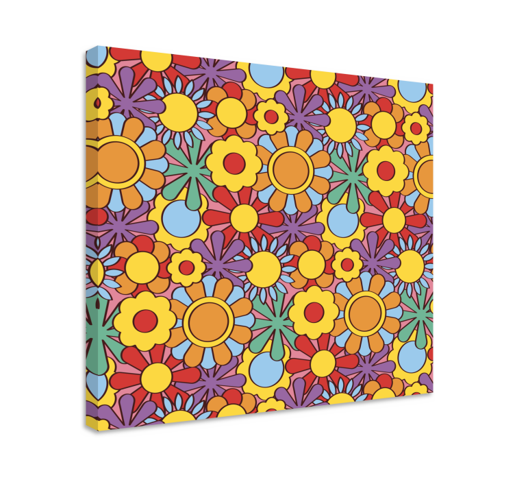 Vibrant flower pattern slikarsko platno z rožami - TenStickers