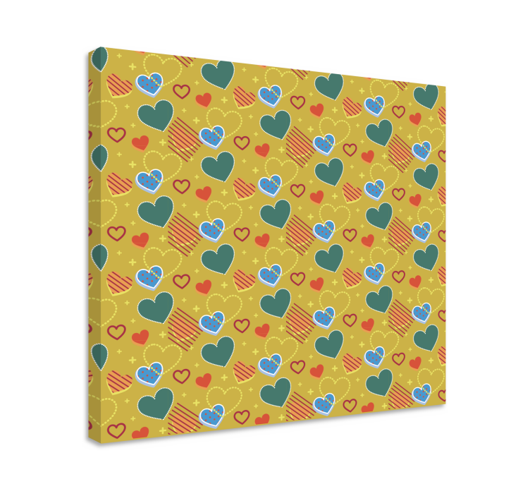 Colorful heart pattern platna z abecedo in črkami - TenStickers