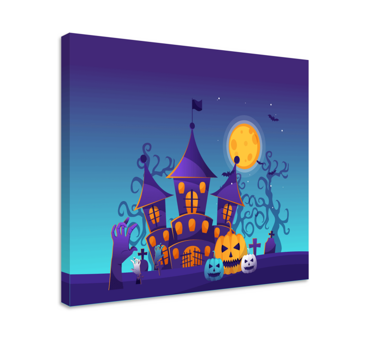 Haunted house scene platno slike rož in rastlin - TenStickers