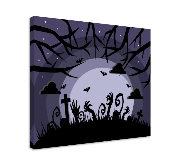 Creepy graveyard scene platno z napisi - TenStickers