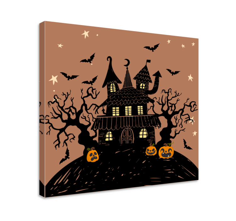Spooky mansion setting platno slike rož in rastlin - TenStickers