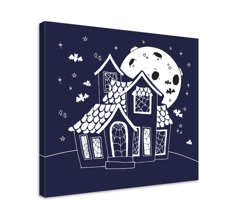 Haunted house silhouette platno slika zemljevidov - TenStickers