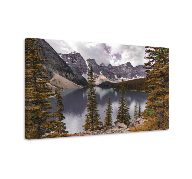 Majestic mountain lake platno slika zemljevidov - TenStickers