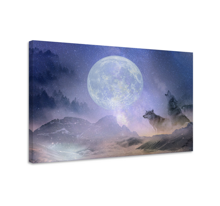 Mystical wolves howling platno slikarstvo pes - TenStickers