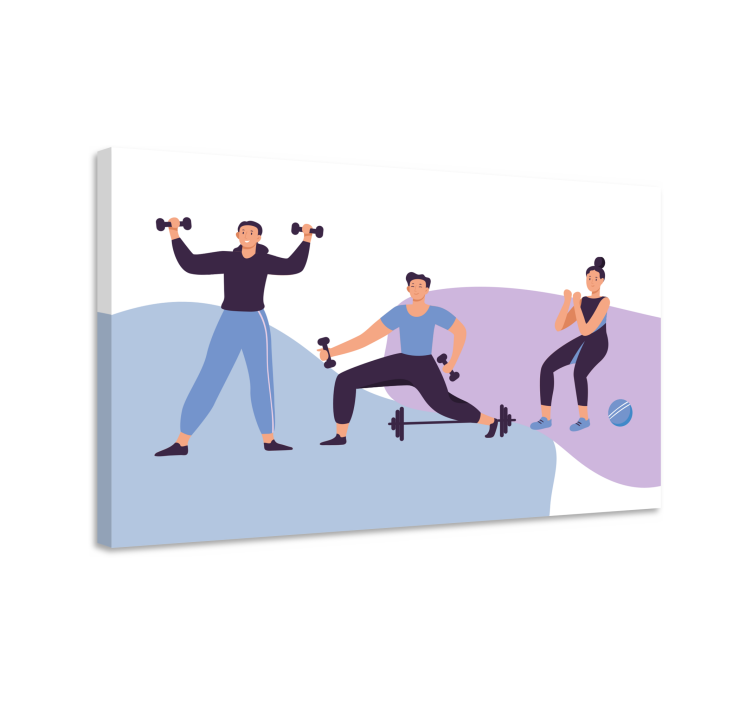 Fitness enthusiasts training Športno platno za slike - TenStickers