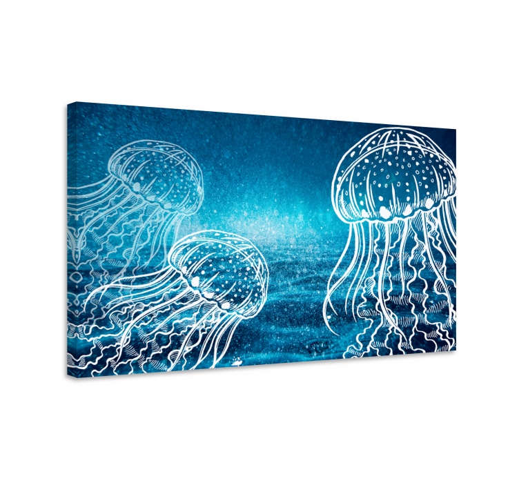 Jellyfish ocean life slikanje na platnu z morskim motivom - TenStickers